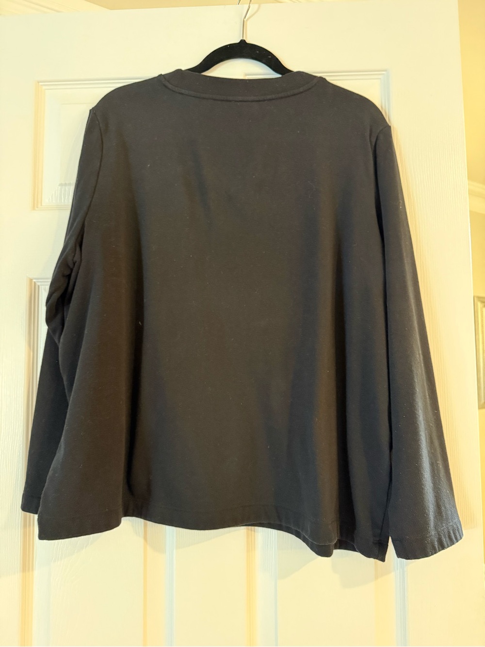 Talbots Black Crewneck Sweatshirt with Floral Embellishment - Picture 3 of 3